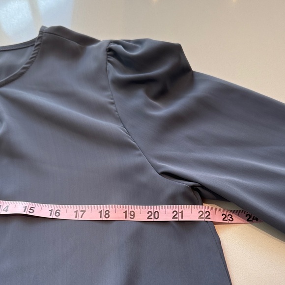 Temu Women's Pleated Neckline Long Sleeved Blouse, Slate Grey, Size L - Picture 7 of 9